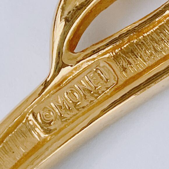 Vintage Signed Monet Necklace Modernist Cream Enamel Gold Tone 1980s - Picture 10 of 13